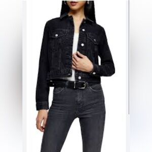 Top Shop Denim Jacket - Size 6 - Deep Charcoal/Black